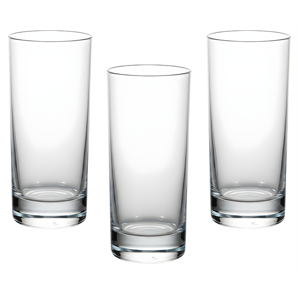 3 Pack - Thick Straight Long Drink Glass - Transparent