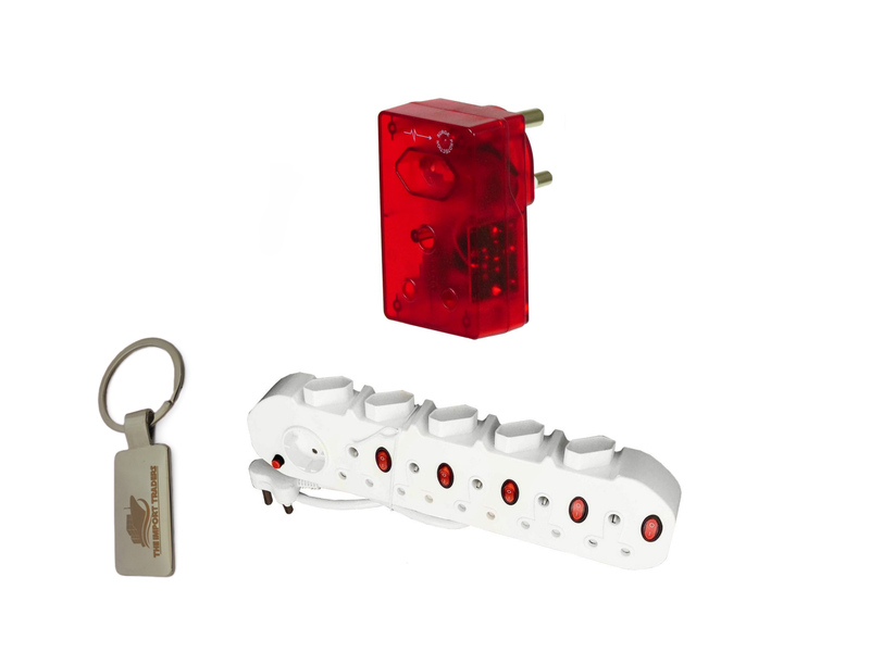 11 Way Multi-Plug &amp; 3 Way Surge Protector With TIT Keychain