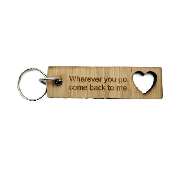 Keyring Bamboo with heart, Gift Ideas for Him, Valentines gift idea
