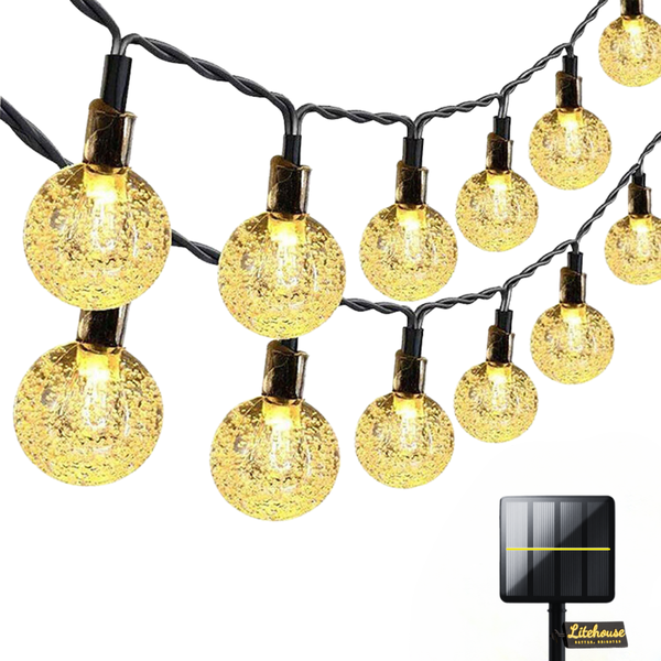 Litehouse 5m Solar Bubble Ball Fairy Lights - 50 LED - Warm White