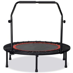 Foldable Fitness Bounce Exercise Trampoline with Adjustable Handle Bar100cm