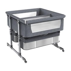 Foldable Twin Baby Crib Cot - Portable Design in Grey