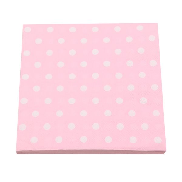 Bulk Pack of 5 Mini Polka Dot Serviettes - Light Purple (20 Piece)