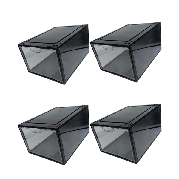 Set Of 4 Portable Foldable Rectangular Stackable Shoe Storage Box