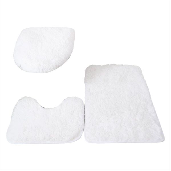 Toilet Seat Cover 3Pcs Bath Mat Shower Room Floor Rug Home Bathroom Anti-Sl