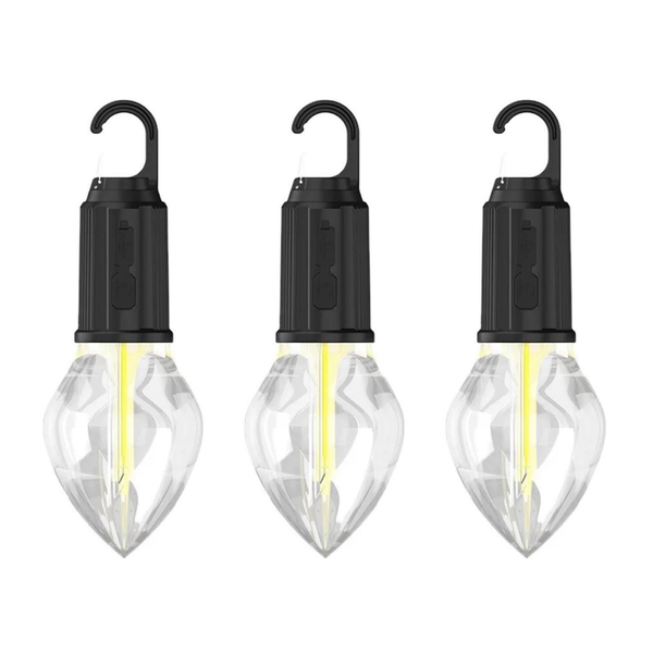 Rechargeable Water-Resistant Hanging Outdoor Light - 3 Pack
