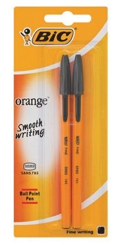BIC Orange Fine Ballpoint Pens - Black (Blister of 2)