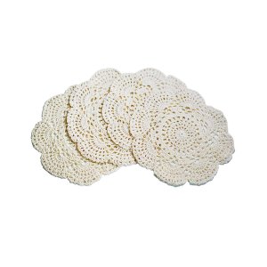 8.6 Inch Doilies Crochet Round Lace (Beige) 4Piece