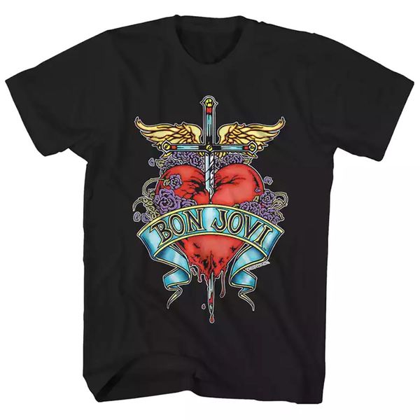 Rock Ts Bon Jovi - Heart &amp; Dagger Logo