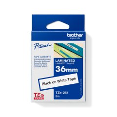 Brother TZe-261 Black on White Laminated Tape 36mm