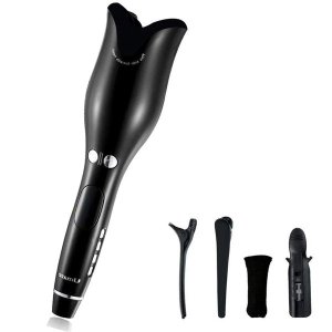 Lilhe Professional Rotating Curler 1" with LCD Temperatures Display- Black