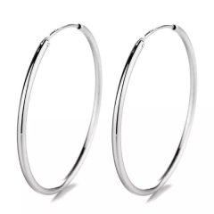 925 Sterling Silver Big Round Thin Hoop Earrings