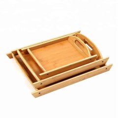 Boo Set of 3 Bamboo Serving Tray with Cut Out Handles