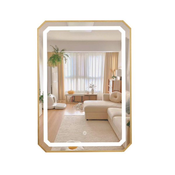Gold Frame Mirror with LED Light