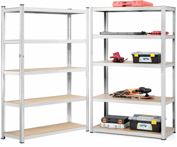 5-Tier Adjustable Metal Shelving, Utility Shelve Storage Rack-30x90x180cm2P