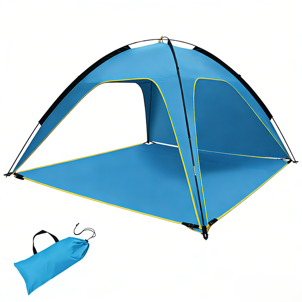 Beach Tent Wth Three-Sided Ventilation and a Detachable Base Fabric BLUE