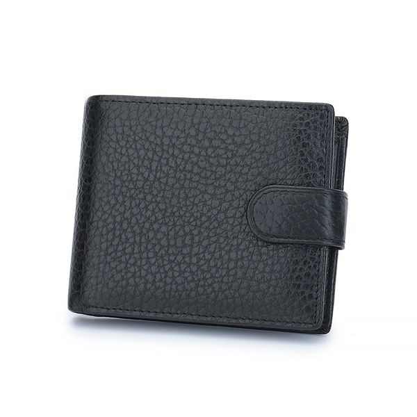 Men's Genuine Leather Bifold Wallet for 9 Cards - Dark Brown