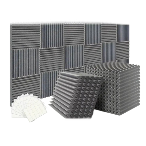 Acoustic Foam Soundproofing Wall Panels - 24 Pack - Grey
