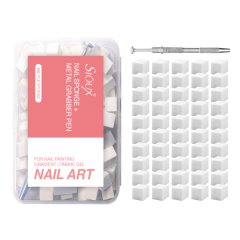 100 Pcs Nail Sponge Kit For Ombre Patting Gel With Grabbing Pen