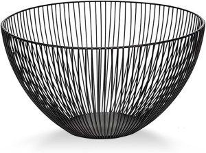 Fruit Bowl Basket Kitchen Stand-Round Black