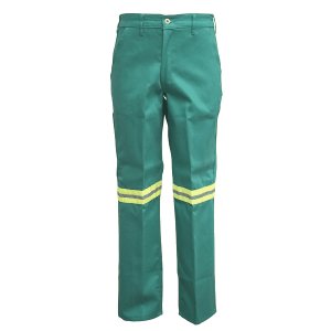 The Continental Flame Retardant Overall Trouser With High Viz - Fern Green