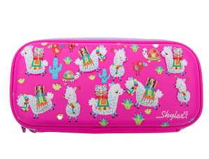 Skylar Scented Pink Lama Hard Shell Pencil Case Double Zip