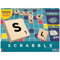 Scrabble Board Game Family Word Game with Wood Tiles and Racks