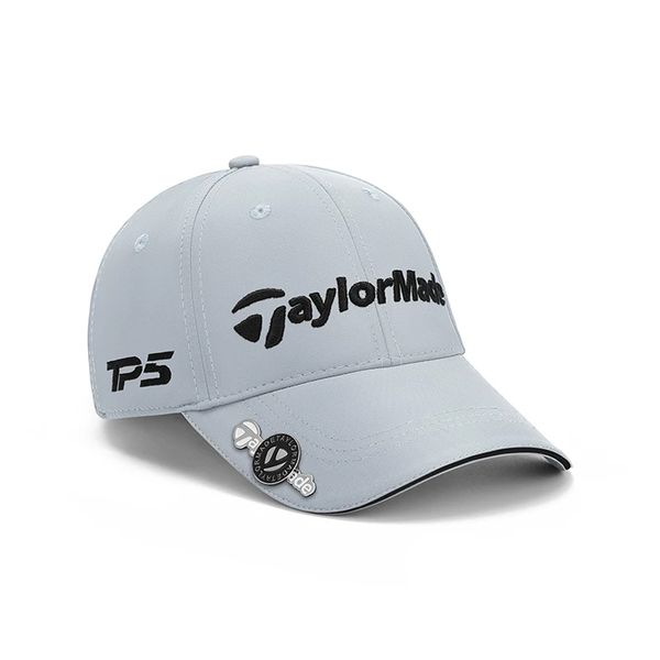 TaylorMade Premium Golf Cap With Ball Marker, Adjustable Light Grey