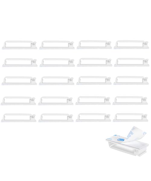 Self Adhesive Cable Management Clips (L) for Desk Home Office 20Pieces
