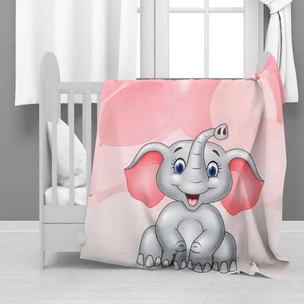 Pink Elephant Balloon Minky Blanket