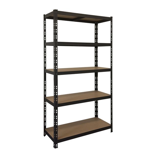 5-Tier Powder Coated BLACK Steel Adjustable Shelving