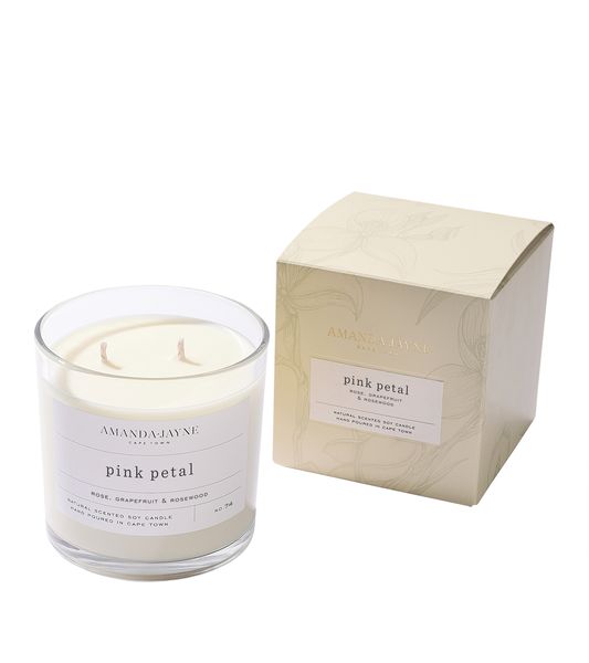 Amanda-Jayne Pink Petal Double Wick Glass Candle 370g