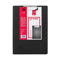 DELI A4 Black PVC Clipboard With Low Profile Metal Clip