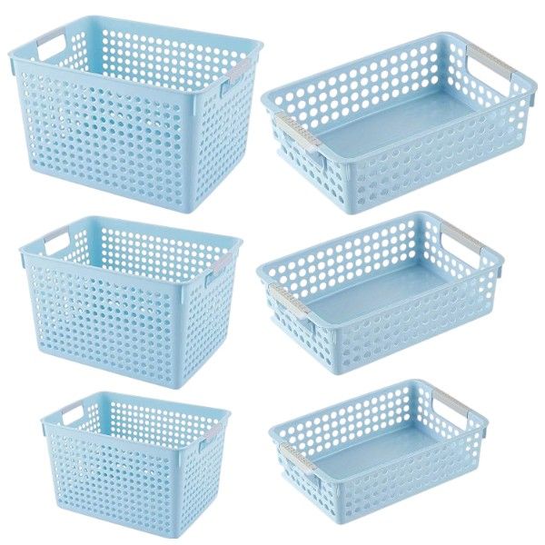 6-Pack Plastic Desktop Sundries Storage Box - Sky Blue