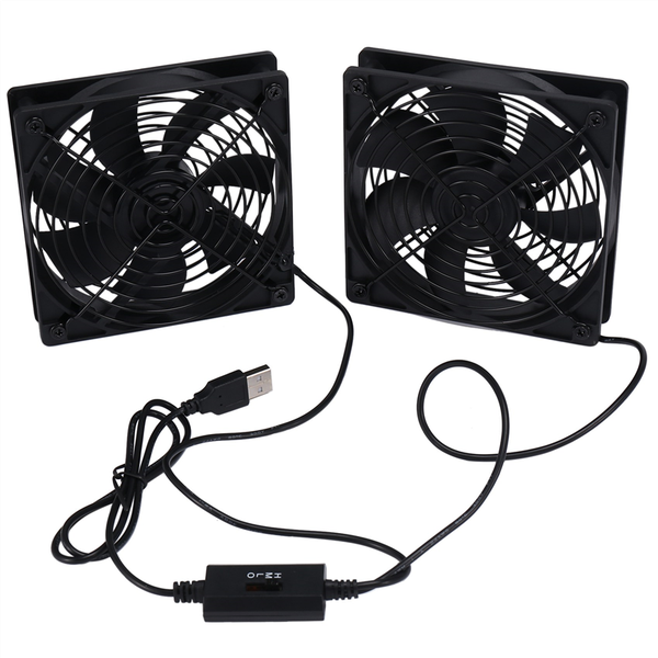 Dual 120mm 5V USB Powered PC Router Fans With Speed Controller
