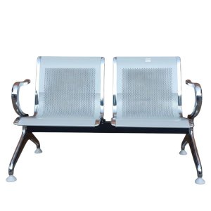 SMTE Heavy-Duty 2-Seater Metal Waiting Room Bench with Chrome Armrests S502
