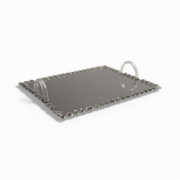 Diamante Mirror Tray with Handles 36×26cm - Elegant Decorative Display