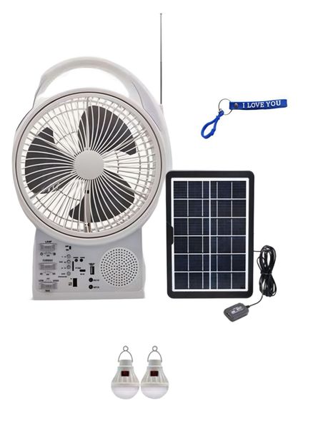 8 Inch Solar Box Fan + Free Key Ring