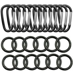 24 Pack Carabiner D Ring &amp; O Rings Clip Keychain Purse Snap Hooks-12 Each