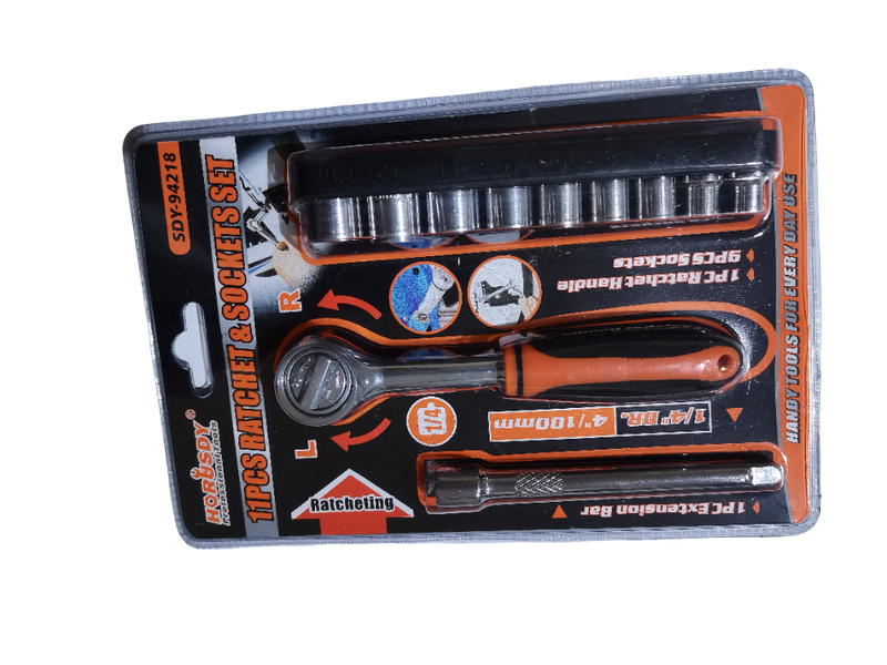 Ratchet And Socket Set 11 Piece