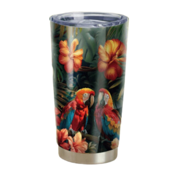 20Oz Stainless Steel Parrot Travel Mug with Straw Set