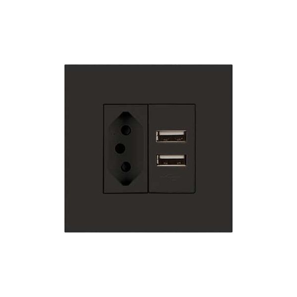 1x N-Type Sa 16A 2x 2.1A Usb Charger 3x3 Black