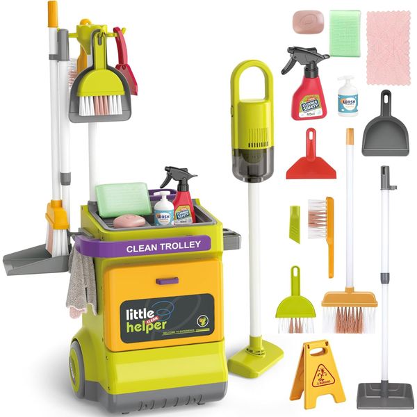 Pretend Play Kids Cleaning Set , Detachable 20 Pcs, Educational Toddler