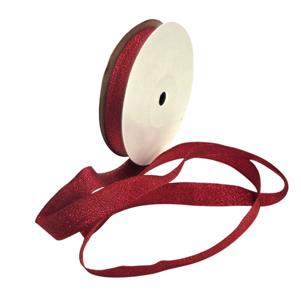 Red Glitter Petersham Ribbon 15mm x 20m Roll for Crafts &amp; Gift Wrap