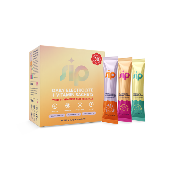 SIP Daily Electrolyte &amp; Vitamin Sachets - 3 Flavour, 30 Variety Pack