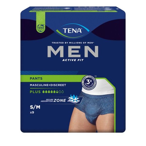 TENA- Men S/M Active Fit Pants Plus 9s (2 Pack)