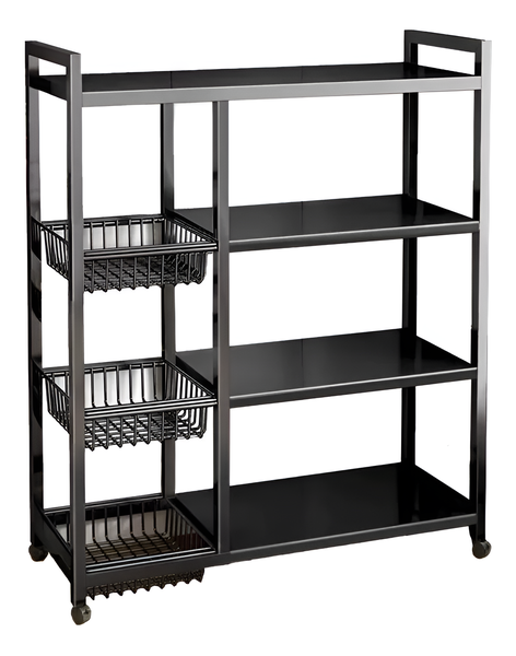 Multifunctional Four-Layer Storage Rack, Kitchen Storage Rack With Wheels