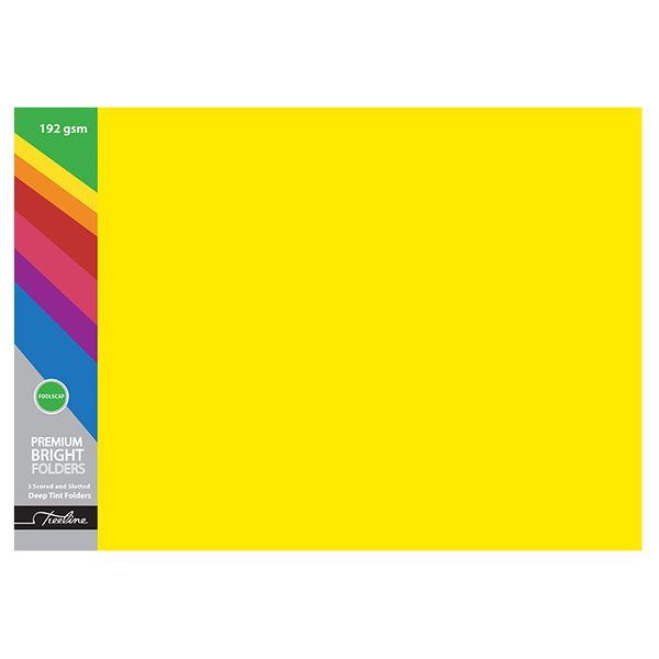 Treeline Premuim Deep Tint Yellow Board Folders Foolscap 192gsm - 100s