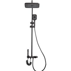 ST Black Carbon steel Wall Mount 4 Compartment Shower Rack