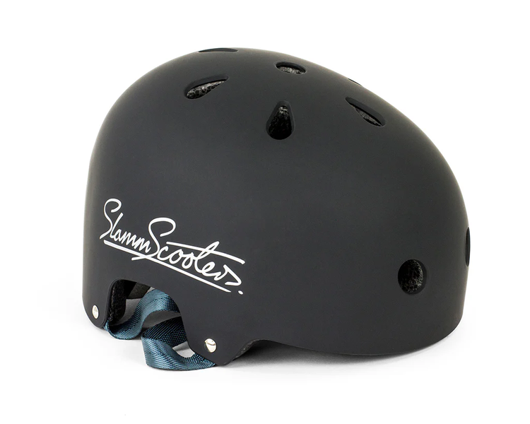 Slamm - Black Logo Helmet - Ventilated Protective Helmet with Sticker Sheet